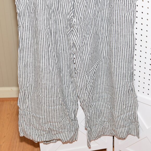 Plus Size 22/24 Cato Wide Leg Black & White Stripe Linen Stretch Waist Pants - Picture 3 of 12